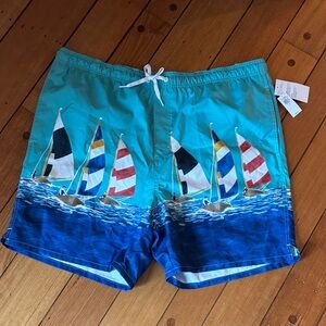 Old navy swim trunks men’s UPF 40 sailboat motif size XXL NWT